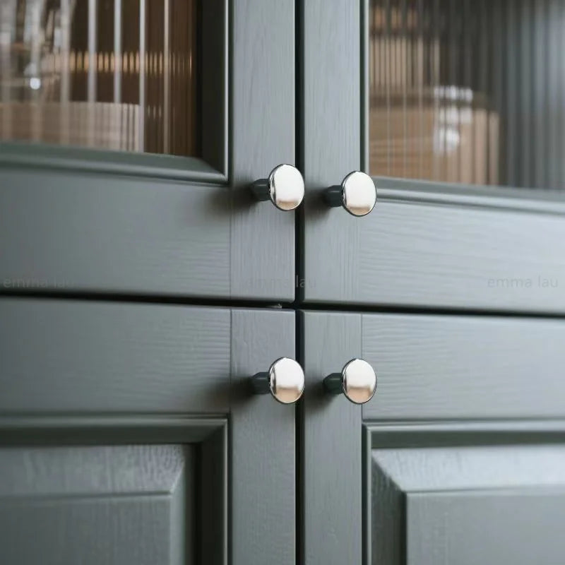 Modern Walnut Wood Brass Cabinet Door Handle Silver Wardrobe Cupboard Furniture Pulls Single Hole Drawer Knobs Cabinet Handles