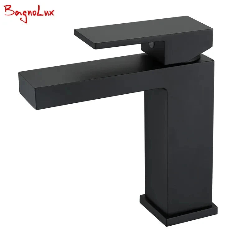 Bathroom Small Basin Tap Mixer 100% Solid Brass Newest Luxury Design Deck Mount Vessel Faucet Black Gold Chrome Silver Square