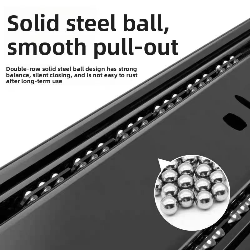Heavy duty cold-rolled steel drawer slide rail -3-section soft closing damping rail, silent cabinet slide rail