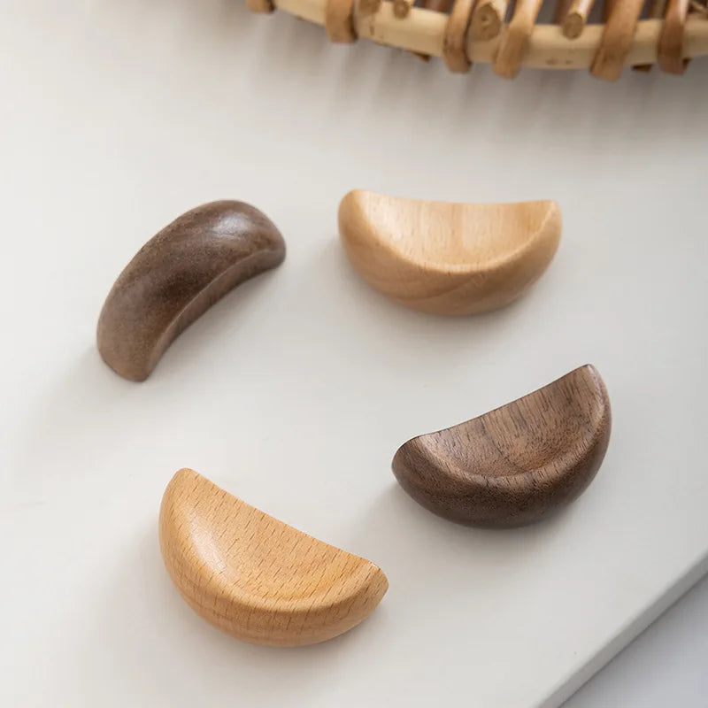 Log wood color cabinet wardrobe door handle modern simple wooden solid wood children's cabinet drawer handles