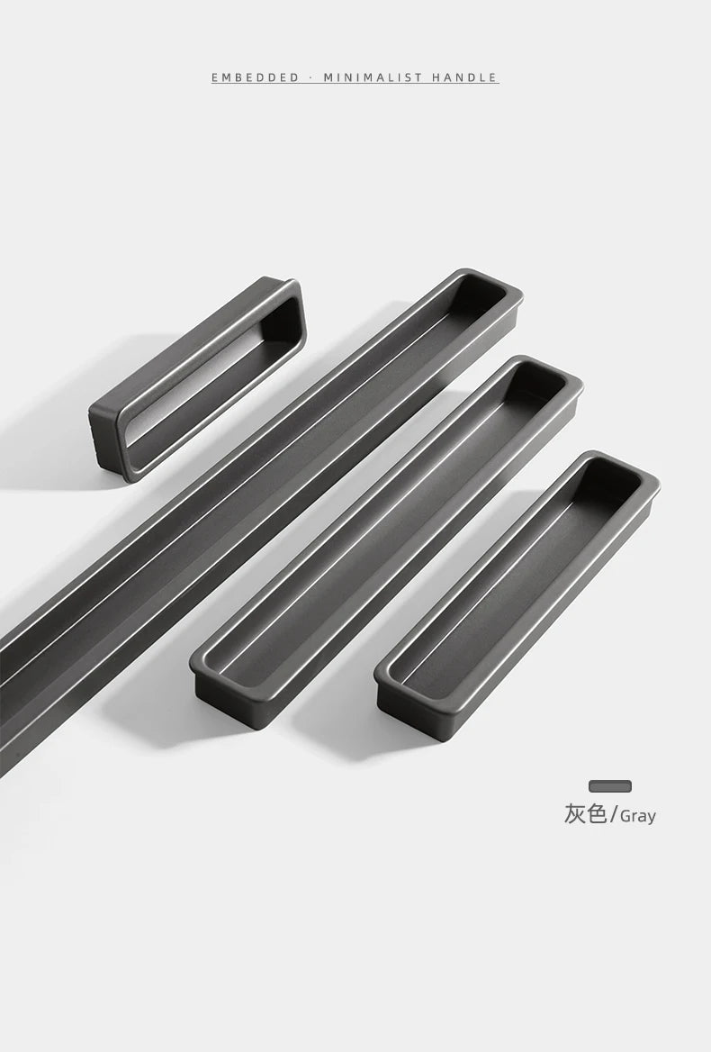 Simple modern drawer cabinet door shoe cabinet concealed built-in closet door slotted invisible sliding door handle