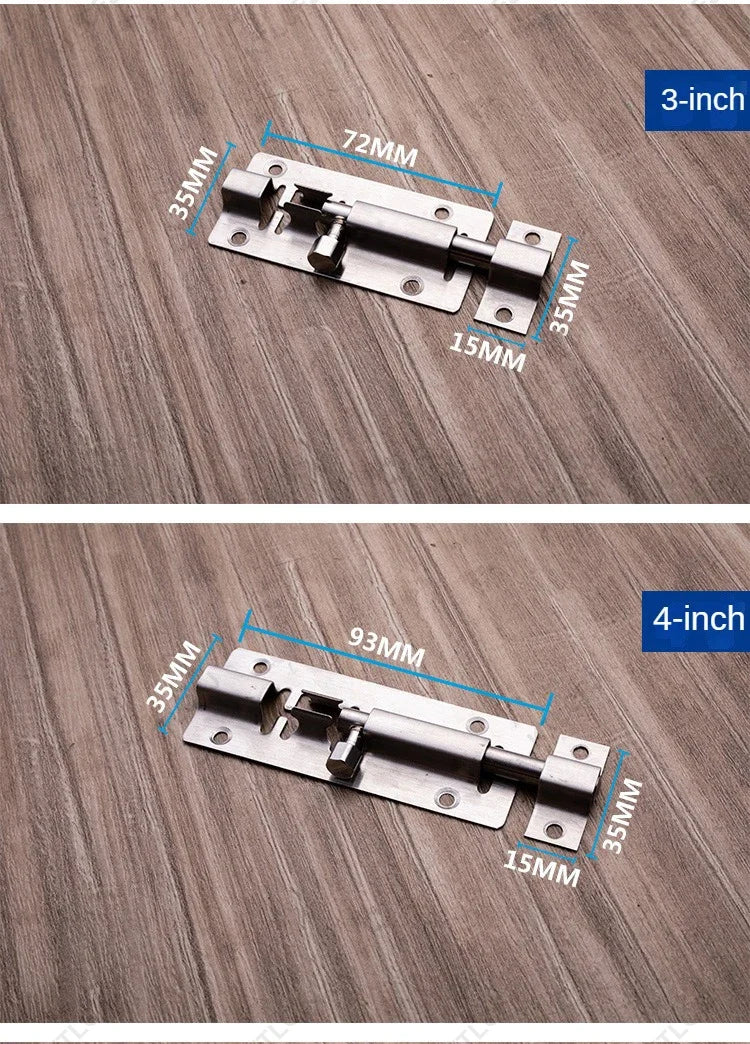 Door Security Slide Latch Lock Stainless Steel Bolt With Solid Heavy Duty Brushed Finish Door Latch Sliding Lock