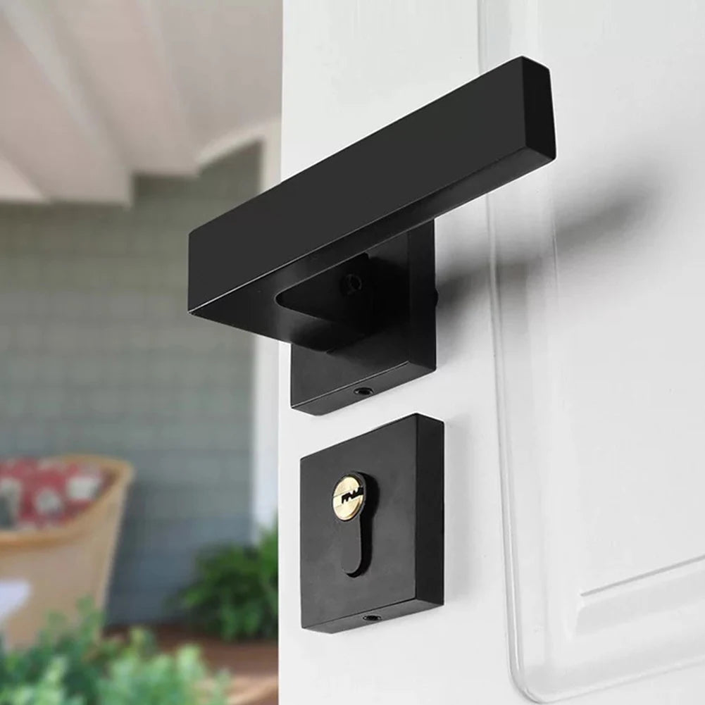 For Bedroom Interior Door Handle Lock Black Door Lock Reliable Security Versatile Application For Living Room Doors