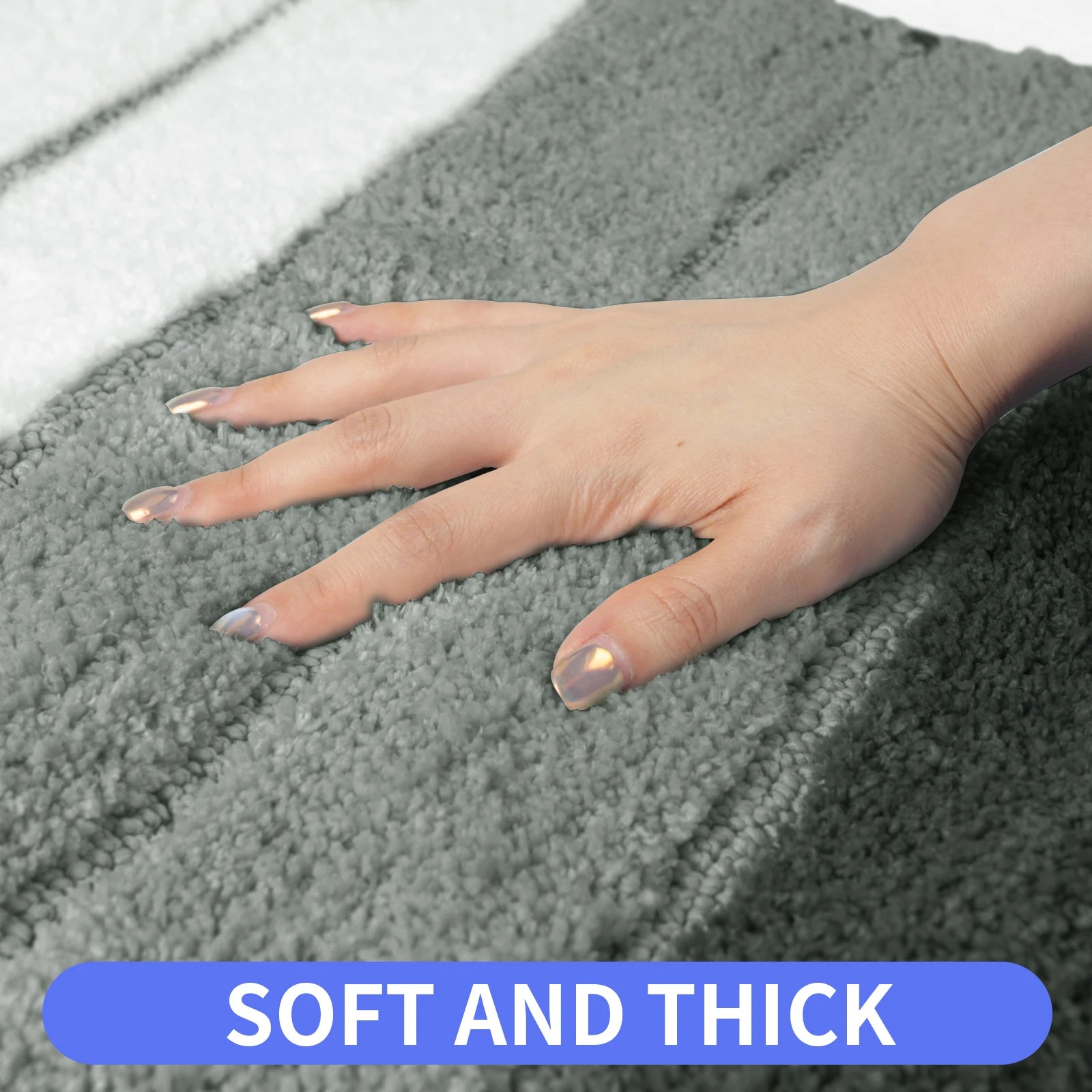 Bathroom Rug Set 2 Piece Plush Shaggy Soft Absorbent Microfiber Bath Mats and U-Shaped Contour Toilet Rug Non-Slip Machine Wash