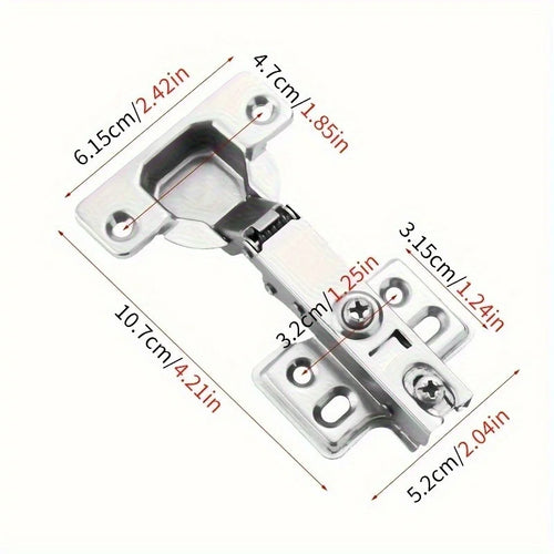 10/20pcs Soft-Close Matte Brushed Metal Cabinet Hinges - Surface Mount Damping Hinges with 6 Screws, Wardrobe & Kitchen Cabinetr