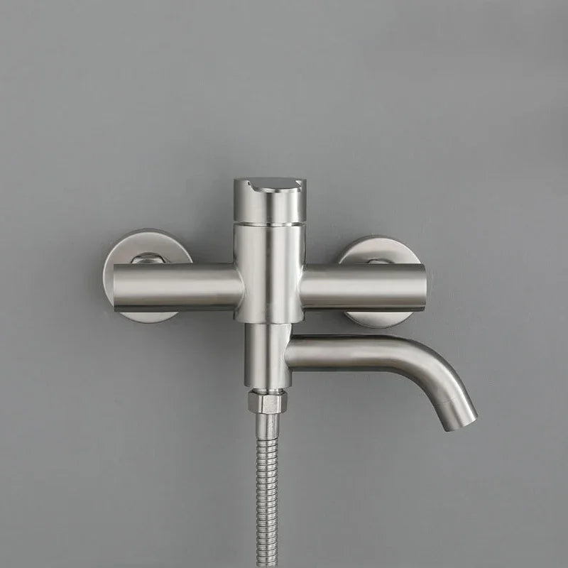 Stainless Steel Bathtub Shower Mixer Taps Faucet Shower Wall Mounted Bathroom Fixtures Ceramic Valve Core Triple Hot Cold Tap