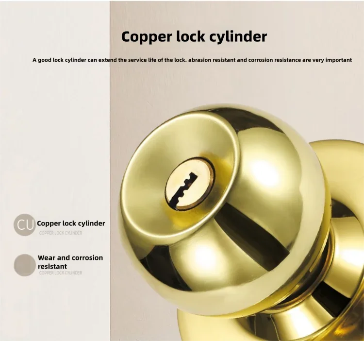 New Stainless Steel Round Ball Door Knobs Handle Passage Entrance Lock Entry for Bedrooms Living Rooms Hardware Accessories