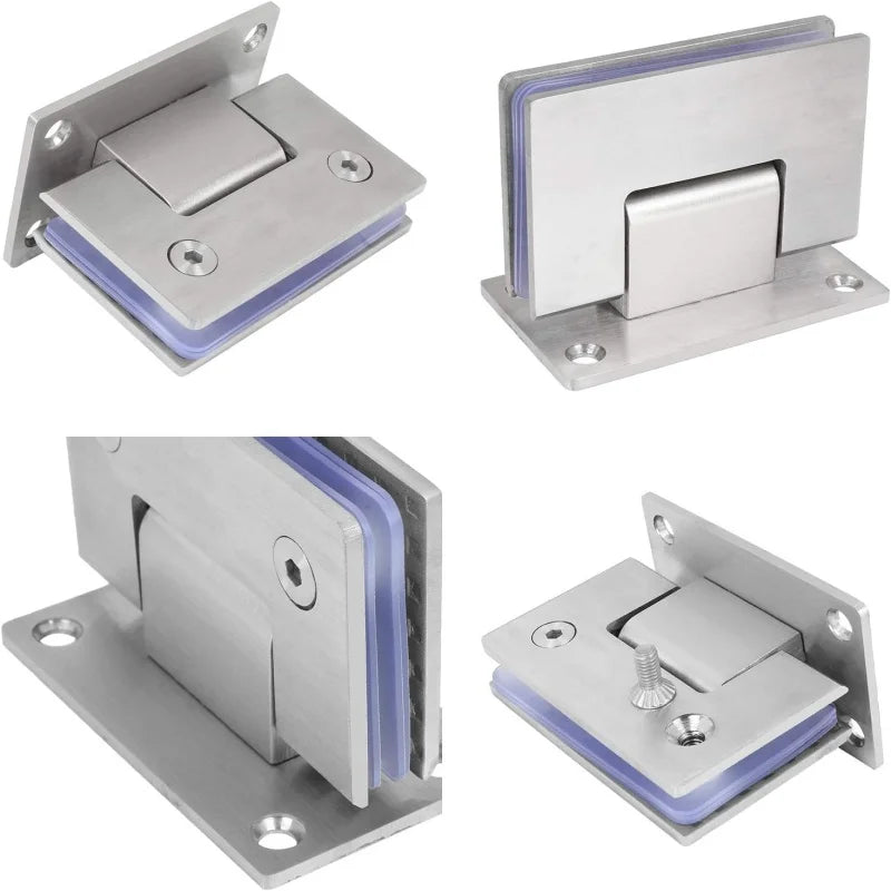90 Degree Stainless Steel Glass Shower Door Hinges for 8-12mm Frameless Glass Doors Heavy Duty Wall to Glass Bathroom Clamps