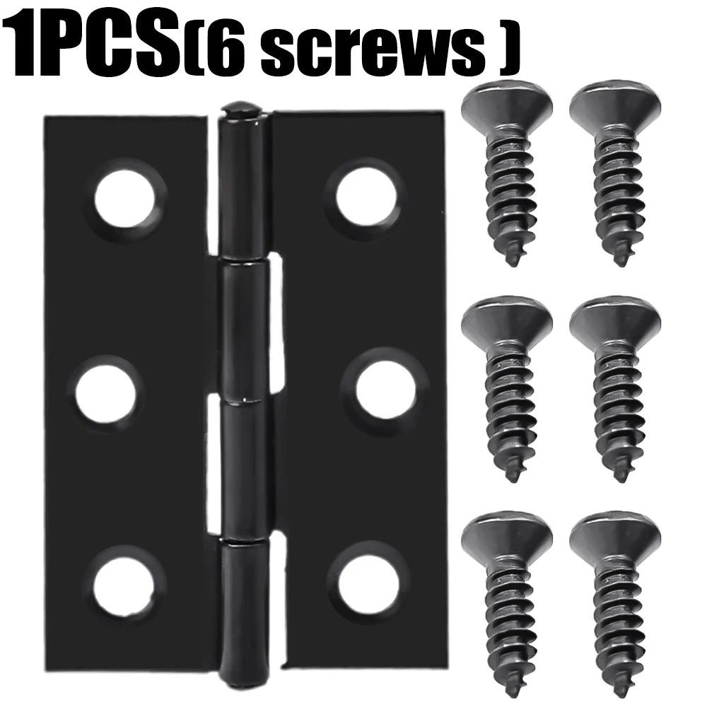 Stainless Steel Hinge for Furniture Wooden Doors Windows Cabinets Cupboards Bookcase Fitting Hardware 6 Mounting Hole with Screw