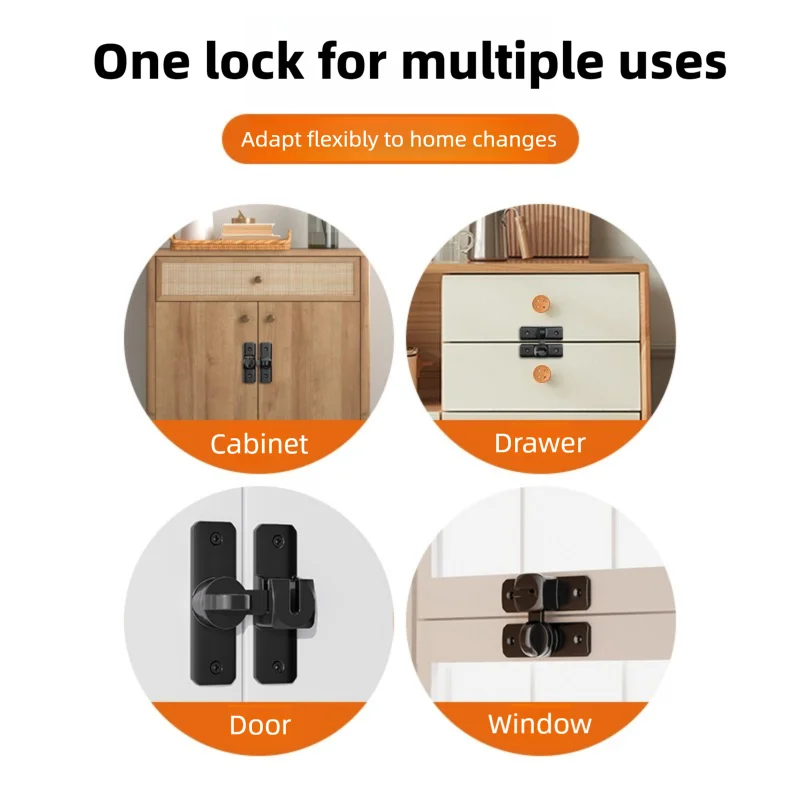 Door Hasp Latch 90/180 Degree Hasp Latches Sliding Door Chain Locks Security Hardware For Window Cabinet Hotel Home