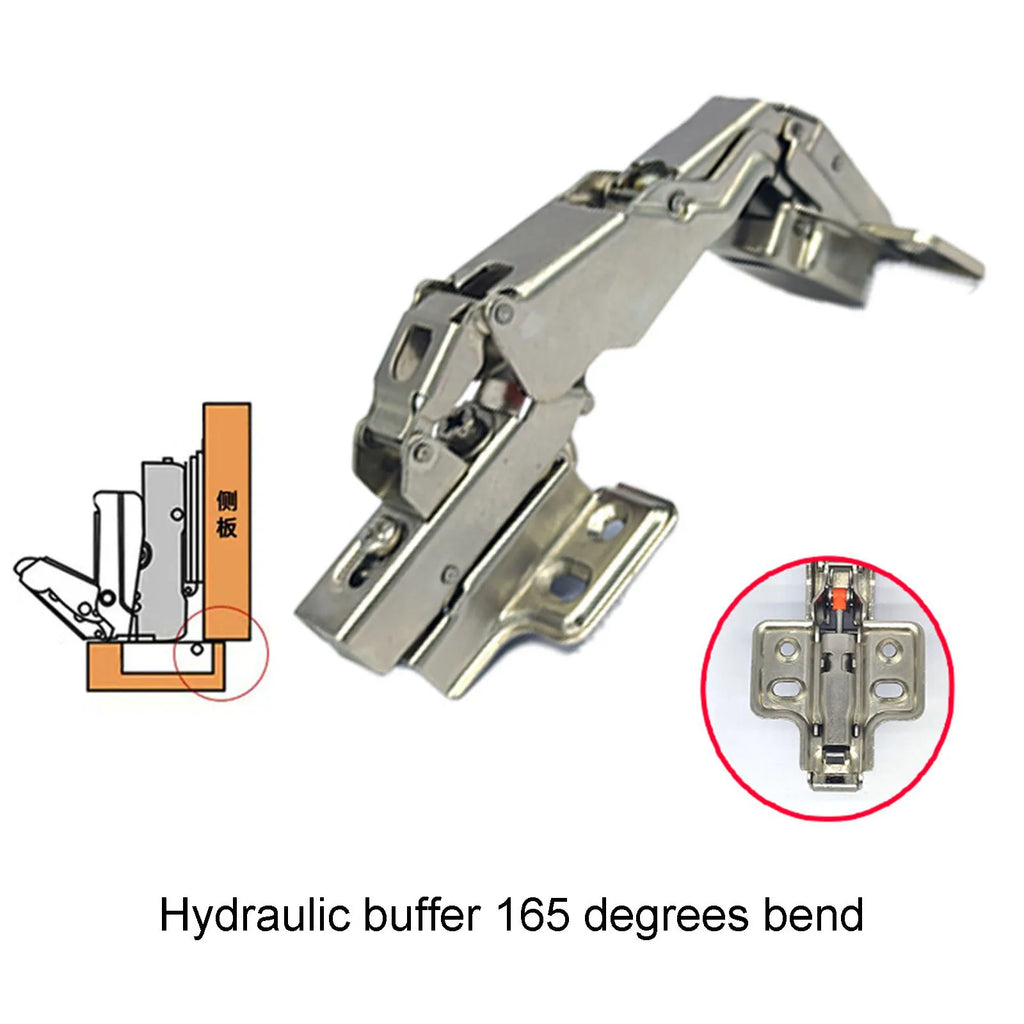 Cabinet Door Hinge 165 Degree Cupboard Door Hydraulic Hinges Soft Close Half Overlay Damping Buffer Furniture Door Hardware