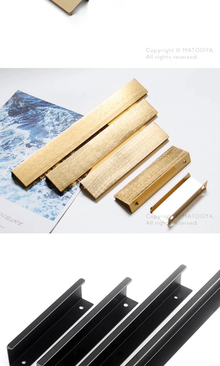 Hidden Handles for Furniture Kitchen Cabinet Handles Dresser Drawer Knobs Aluminum Alloy Wardrobe Cupboard Door Handle Hardware