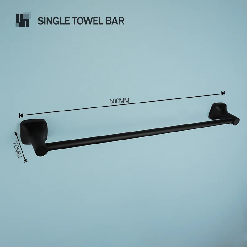 Black Bathroom Accessories Stainless Steel Wall Mounted Bath Towel Holder Robe Hook Toilet Brush Paper Towel Holder Pendant