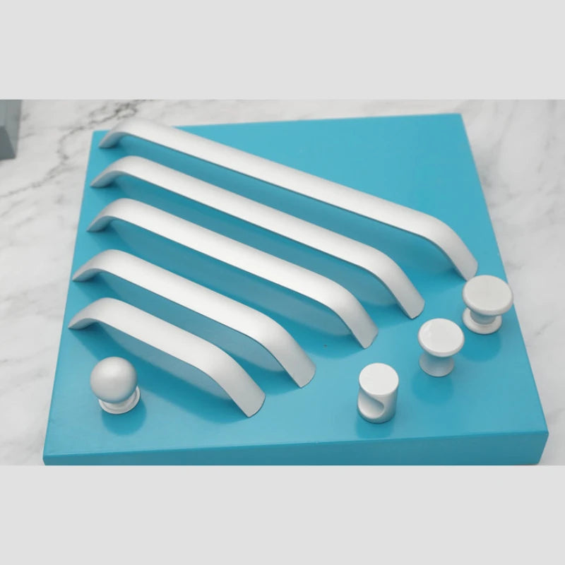 Modern Simple Handles for Furniture Silver Bedroom Wardrobe Dresser Nightstand Drawer Handles Kitchen Drawer Cabinet Handles