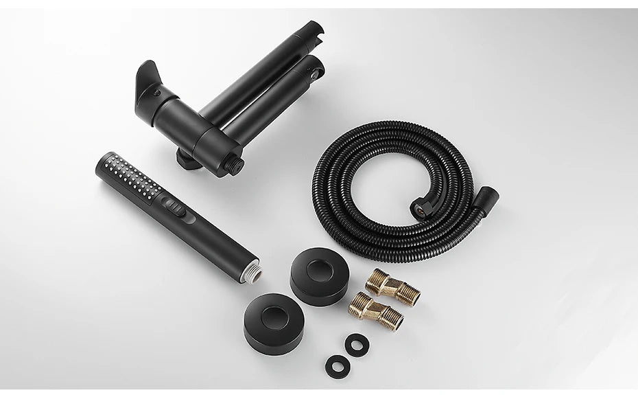Bathtub Faucets Modern Black Bath Shower Set Unique Design of Rotating nozzle Mixer Tap Wall Mounted For Bathroom WF-877909