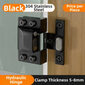 Stainless Steel Hydraulic Hinge For Glass Doors, U-Clip Design, Easy No-Punch Installation Door Clip Folding Hardware
