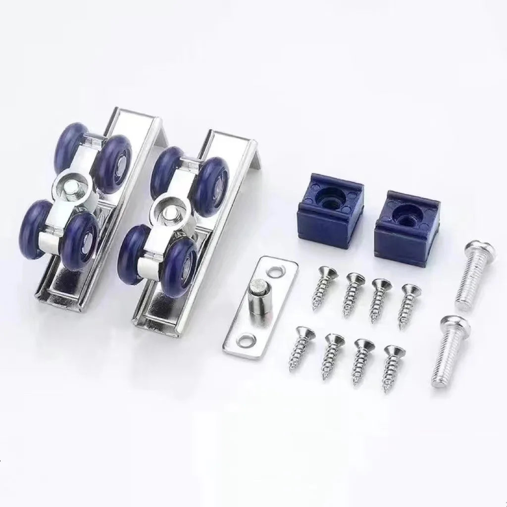 2pcs/set Sliding Door Roller Hardware Slide Doors Pulley 4 Wheels Home Room Wood Door Hanging Wheels Rail Track Pulley