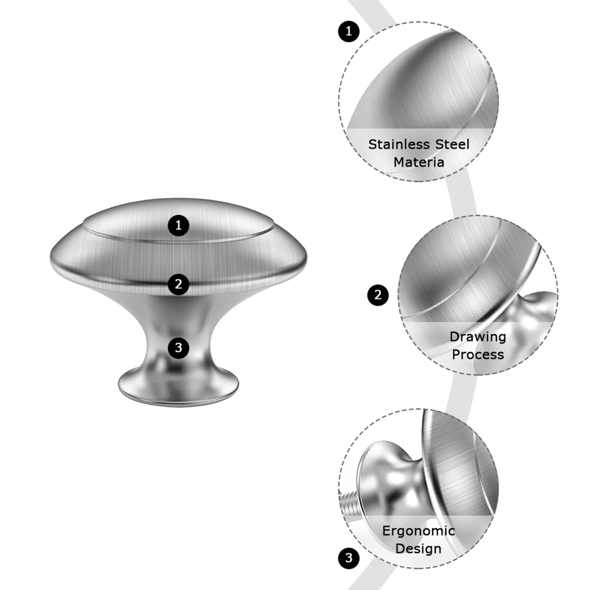 Modern Stainless Steel Kitchen Cabinet Handles and Knobs Drawer Handles Wardrobe Door Pulls Furniture Hardware