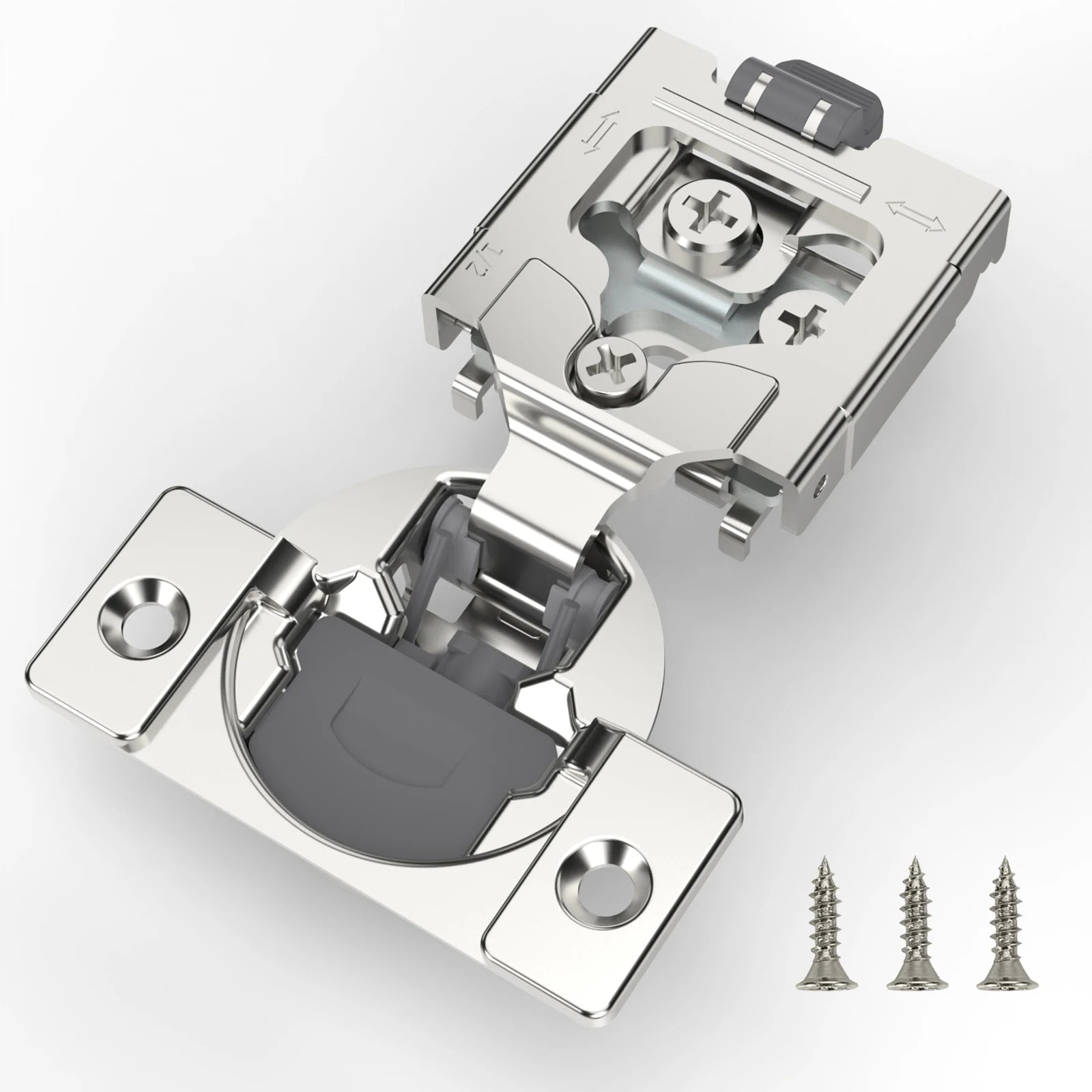 Viladepot Removable Hinges 1/2 inch Overlay Soft Close Kitchen Cabinet Hinges Satin Nickel Hidden Hinge Stainless Steel