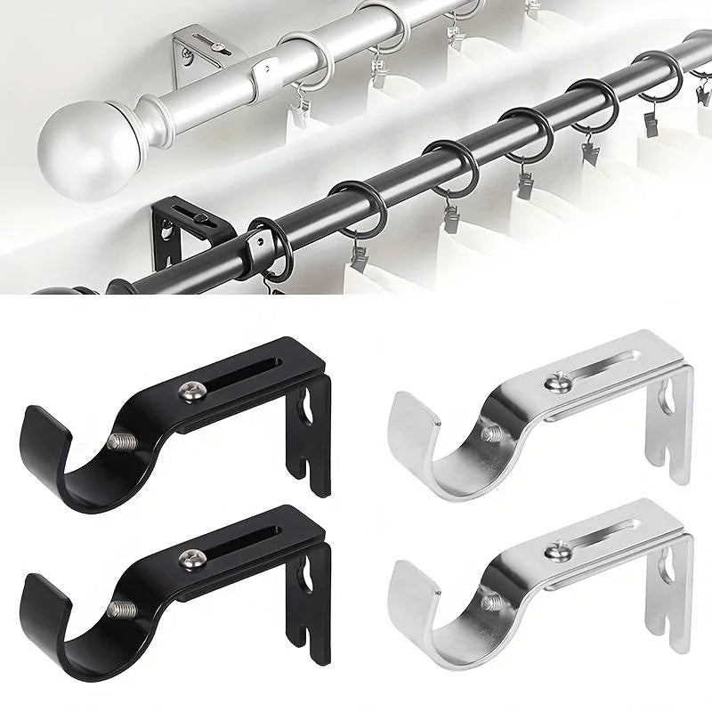 2/4Pcs Adjustable Extendable Durable Window Curtain Rod Holder With Screws Wall Bracket Hanging Hooks Furniture Hardware Tools