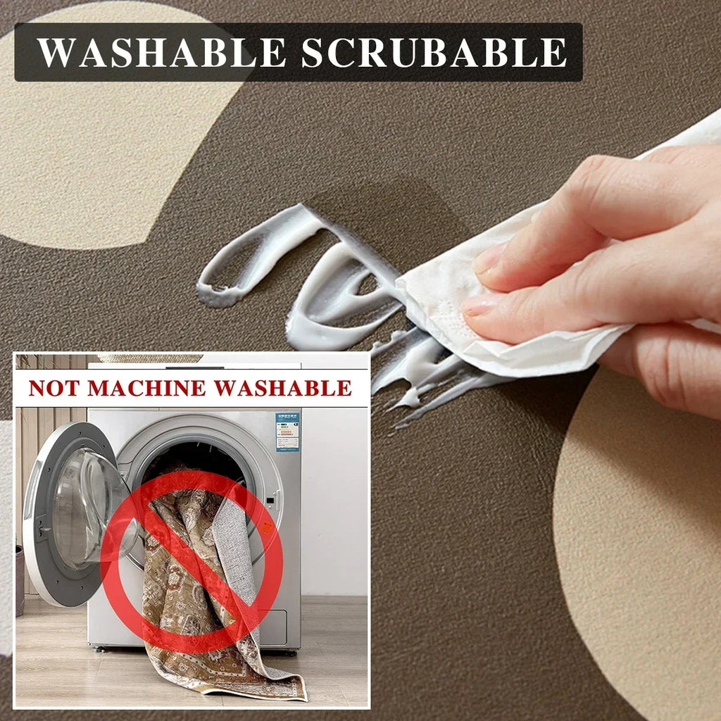 Bathroom Floor Mat Water-absorbing Non-slip Wash-free Carpet Curved Minimalist Beige Bathroom Rug Door Home Decoration Foot Mat