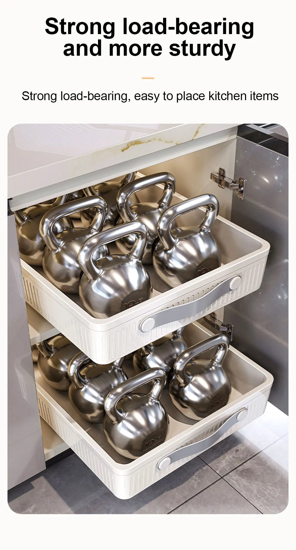 Pull Out Storage Tray Kitchen Sliding Cabinet Shelf with Slide Rails Drawer Spice Rack Bowl Dish Shelf Pantry Kitchen Organizer