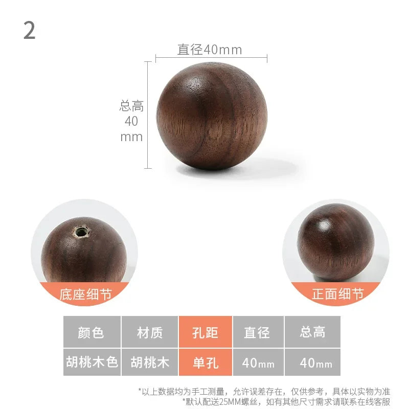 Walnut and Brass Furniture Handles Modern Simple Style Wood Cabinet Knobs and Handles Anti-cracking and Anti-oxidation