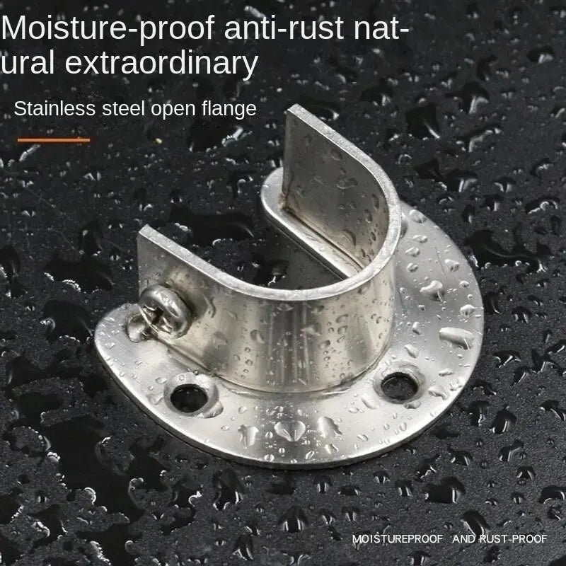 304 Stainless Steel Flange Seat Wardrobe Hanger Rod Fixing Hardware Accessories Curtain Rod Tube Hook Fixed Support Bracket Seat