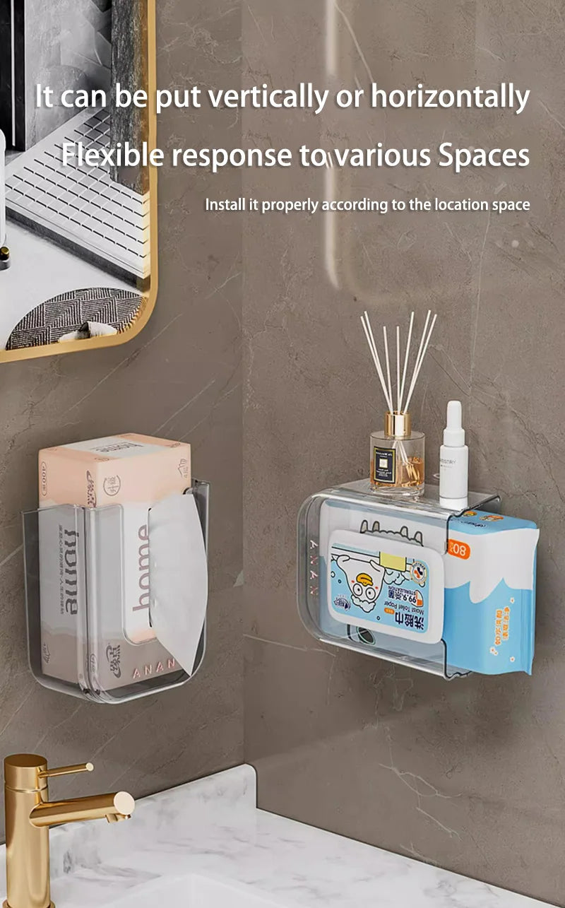 Bathroom Non Perforated Wall Mounted Wet Tissue Storage Box with Large Opening and Strong Load-bearing Capacity