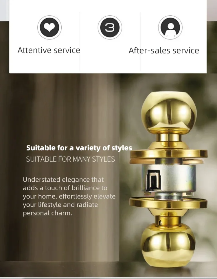 New Stainless Steel Round Ball Door Knobs Handle Passage Entrance Lock Entry for Bedrooms Living Rooms Hardware Accessories