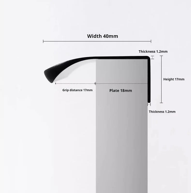 Hidden Minimalist Cabinet Handles for Kitchen Wardrobe | No Drilling Black Edge Pulls | Custom Length 80mm-1200mm Modern Design