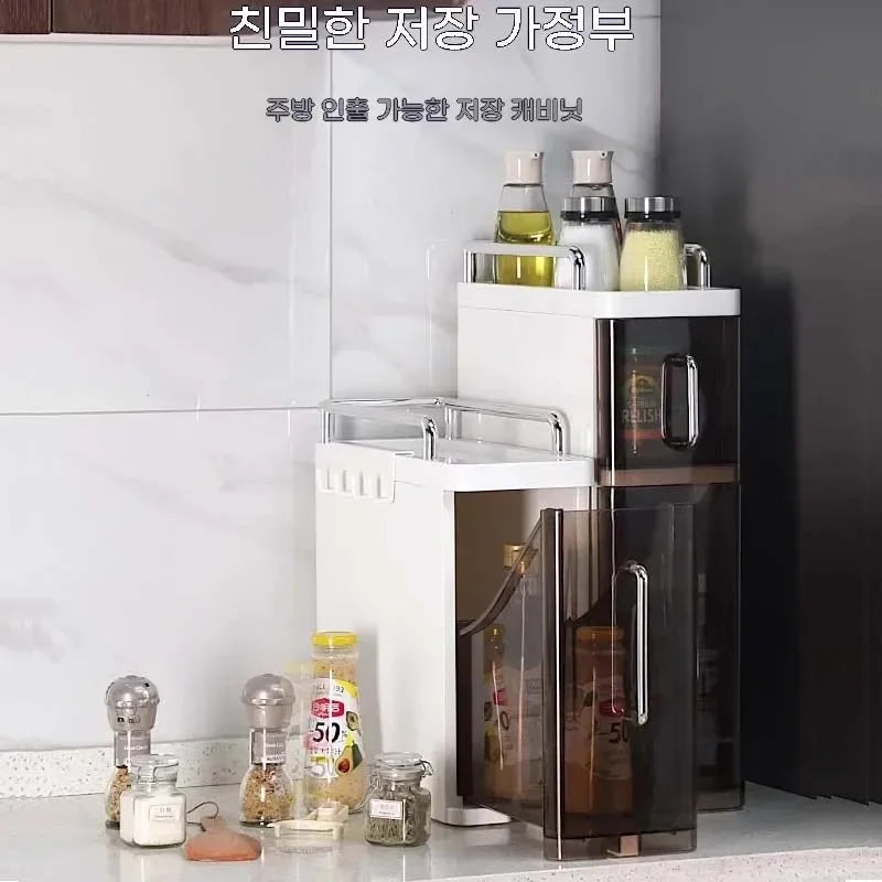 2/3 Layer Spice Storage Rack Kitchen Organize Spice Shelf Pull-Out Efficient Locker With Hooks Wheels Integrated Slim Cabinet