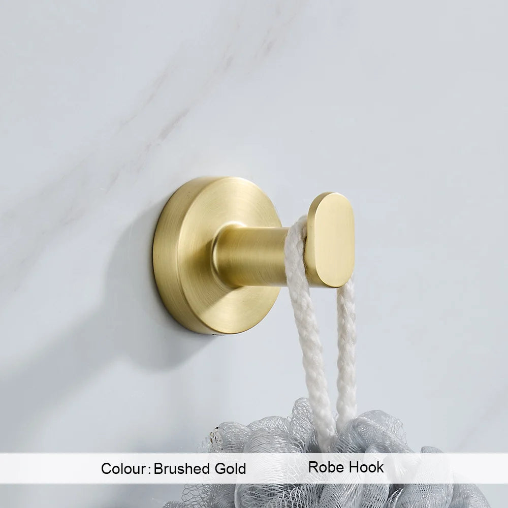 Brushed Gold Bathroom Accessories Set Toilet Brush Holder Toilet Paper Holder Towel Bar Rail Rack Hanger Hook Hardware