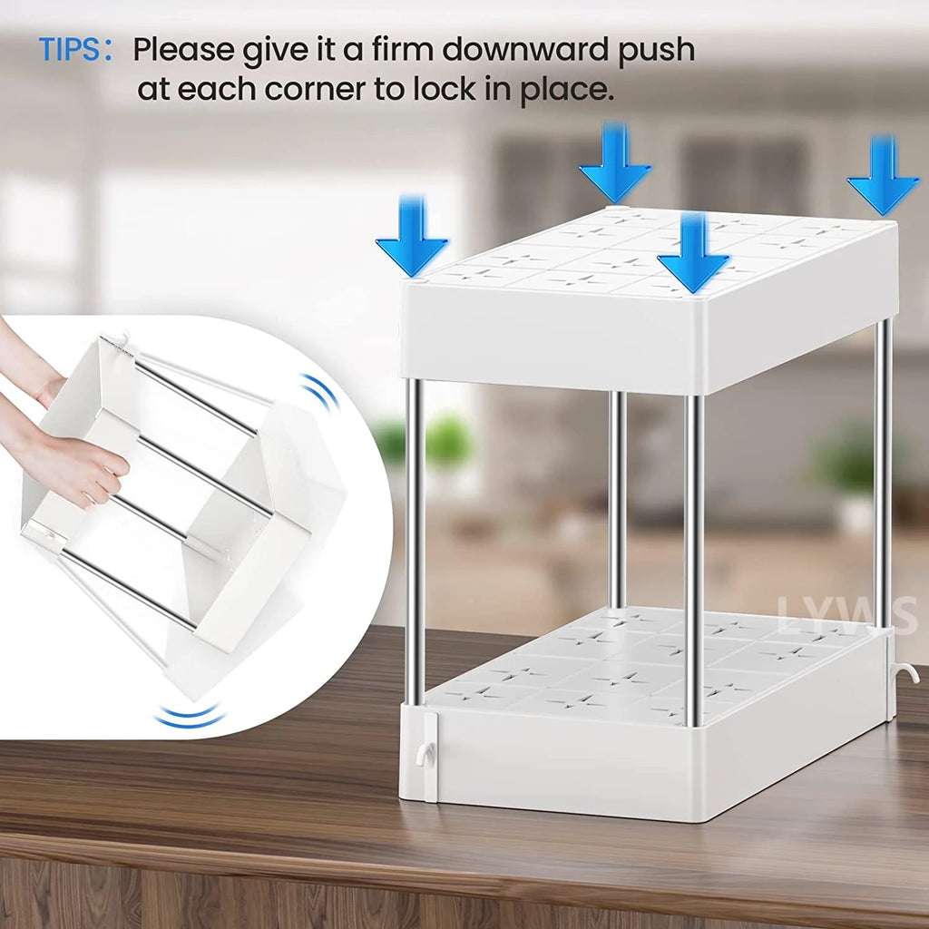 2 Tier Under Sink Organizer Drawer Organizers Storage Rack Kitchen Organizer Cabinet Organizer Storage Holder Kitchen Spice Rack