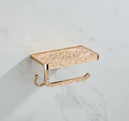 Bathroom Hardware Set  White Paper Mobile Phone Holder Space Aluminum Antique Roll Holder with Shelf Toilet Paper Box Wall Mount