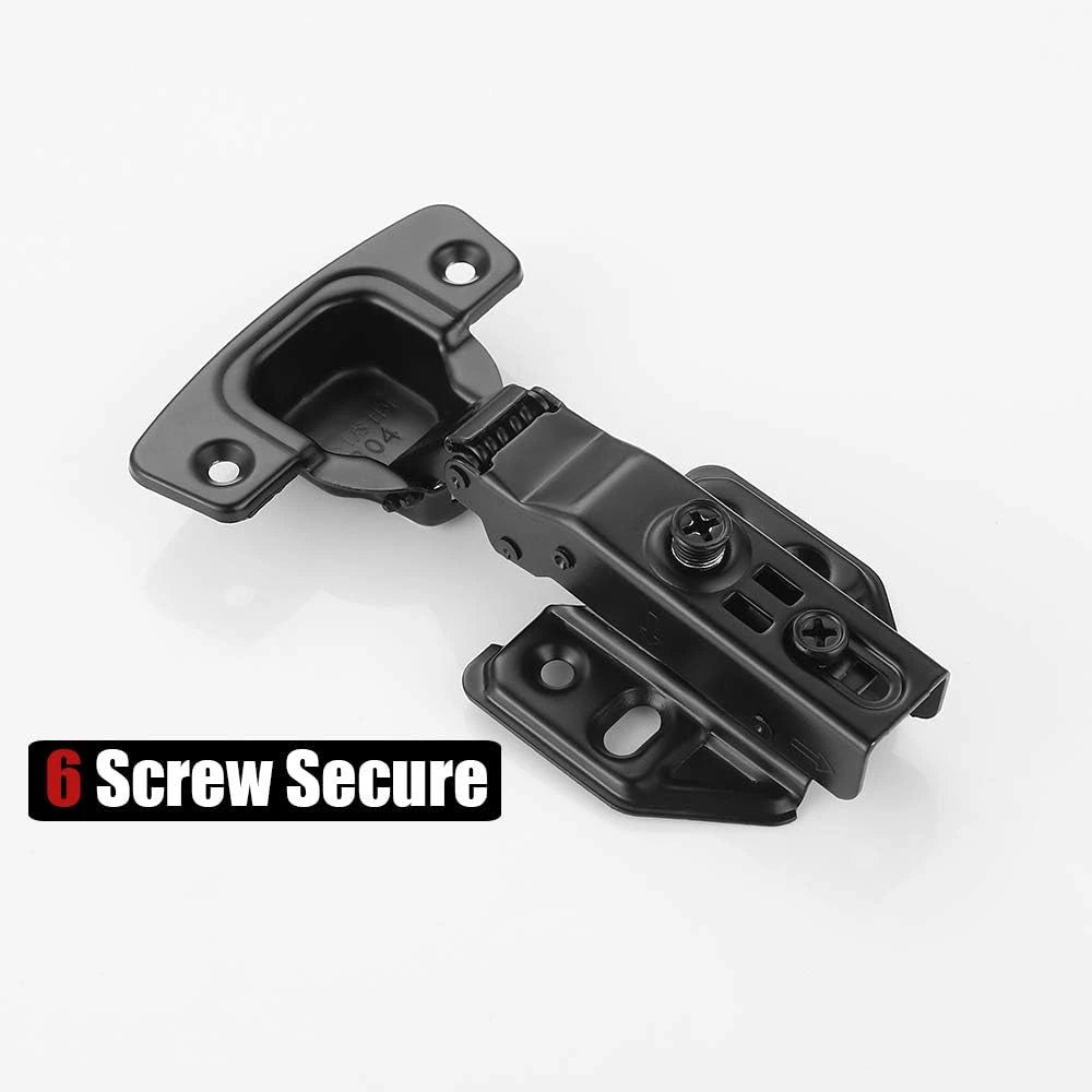 4pcs Cabinet Hinges Black 100 Degree Soft Closing Full Overlay Door Hinge for Frameless Cabinets Stainless Steel Matte Black