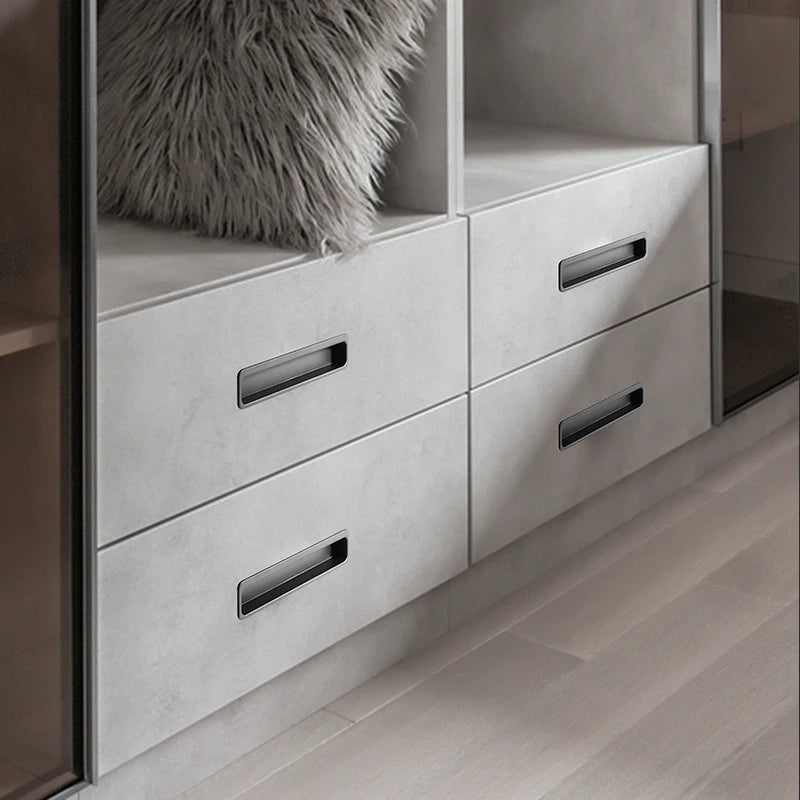 Simple modern drawer cabinet door shoe cabinet concealed built-in closet door slotted invisible sliding door handle