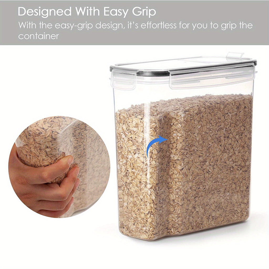 Set of 3 2.5L/4L Sealed Grain Storage Containers Clear PP Kitchen Storage Boxes Fresh-keeping Buckets with Pen Labels