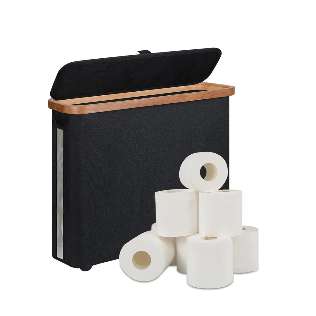 Toilet Paper Storage Basket with Lid Holds 12 Roll Paper Foldable Large Capacity Toilet Paper Holder