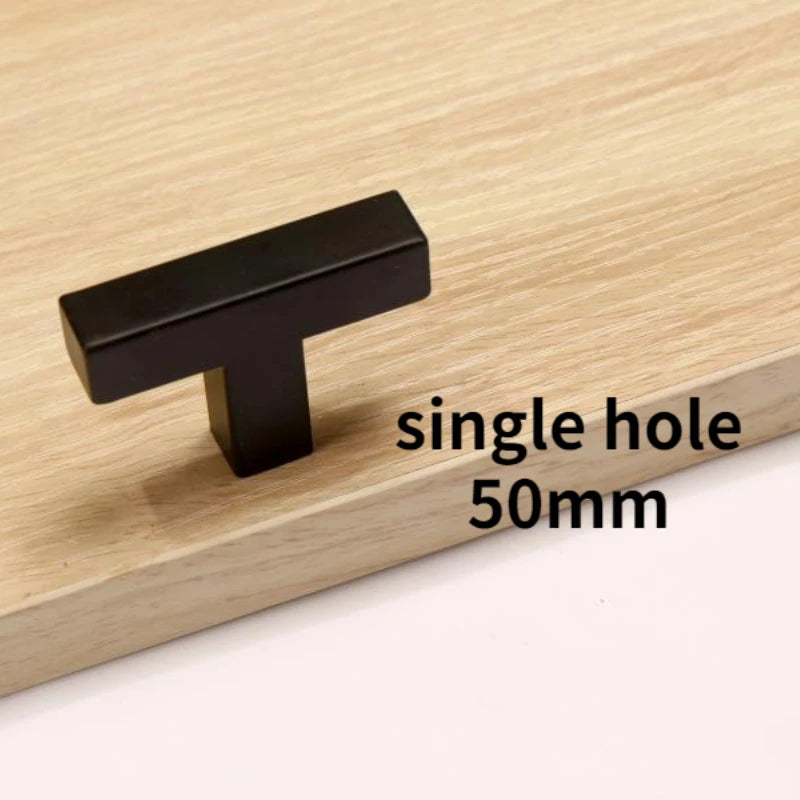 Modern Black Cabinet Handle Square Closet Drawer Cupboard Pulls Bathroom Cabinet Handles Furniture  Stainless Steel Door Knob