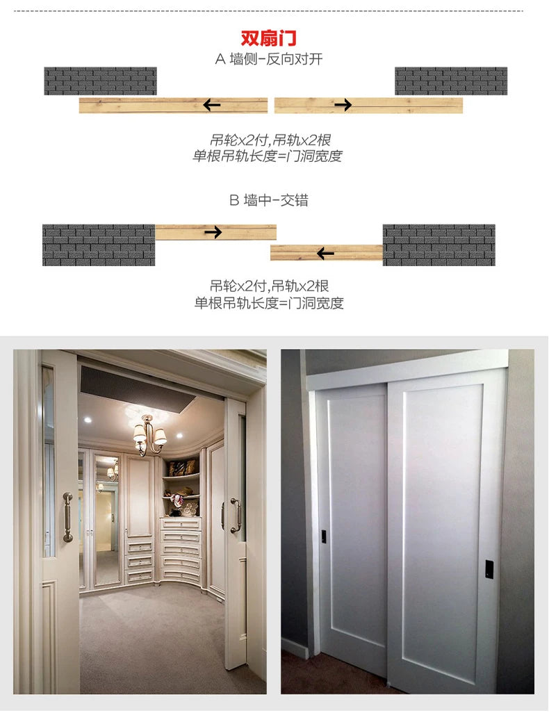 sliding door track hanging rail glass door guide mute push and pull door hanger rail Solid wood doors bathroom fold hanging door