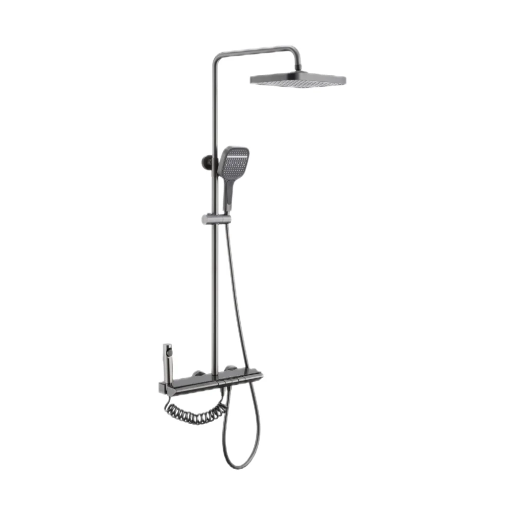 Hot Cold Water Mixer Bathroom Contemporary Exposed Shower Faucet System Brass Rainfall Adjust The Temperature Shower Set