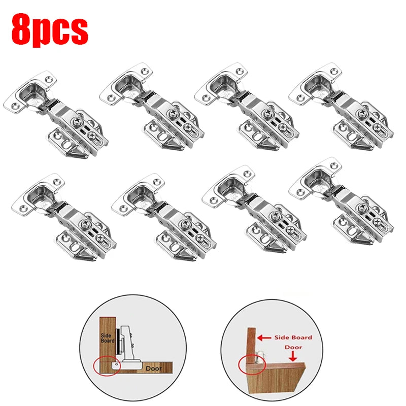 2-20Pcs Stainless Steel Cabinet Door Hinges Hydraulic Damper Buffer Soft Close Quiet Wardrobe Door Concealed Hinges with Screws