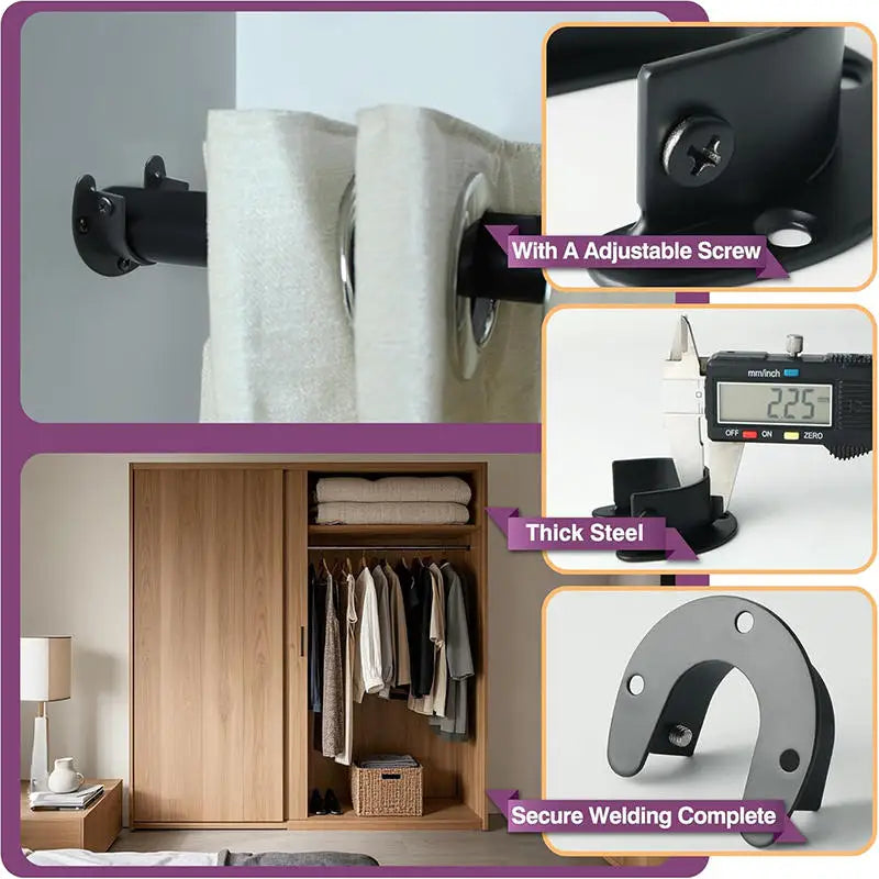 Stainless Steel Flange Seat Wardrobe Hanger Rod Tube Hook Fixed Support Bracket Seat Fixing Hardware Accessories Curtain Rod