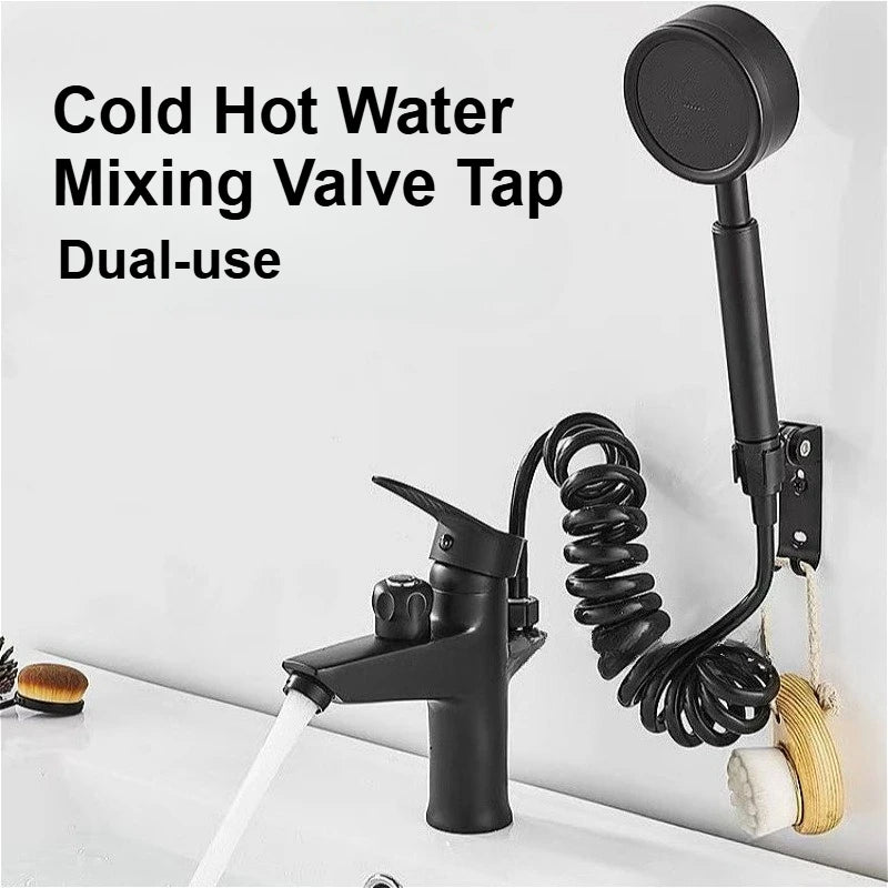 Bathroom Basin Faucet Deck Mounted Sink Mixer Tap Toilet Countertop Wash Basin Tap Multifunctional Cold Hot Water Mixing Valve