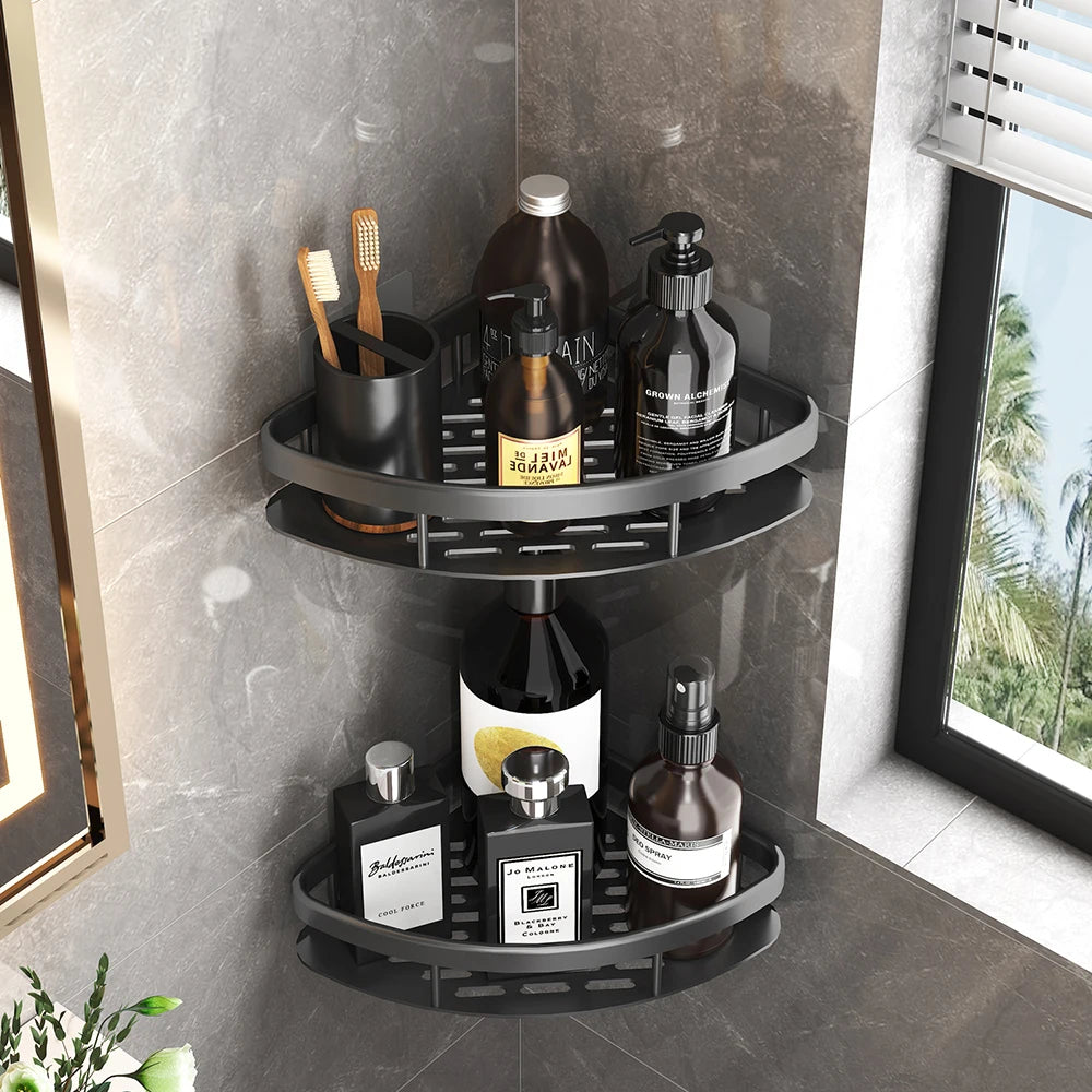 Wall mounted rectangular rack wall mounted shower shampoo rack no drill rack tripod bathroom rack towel rack