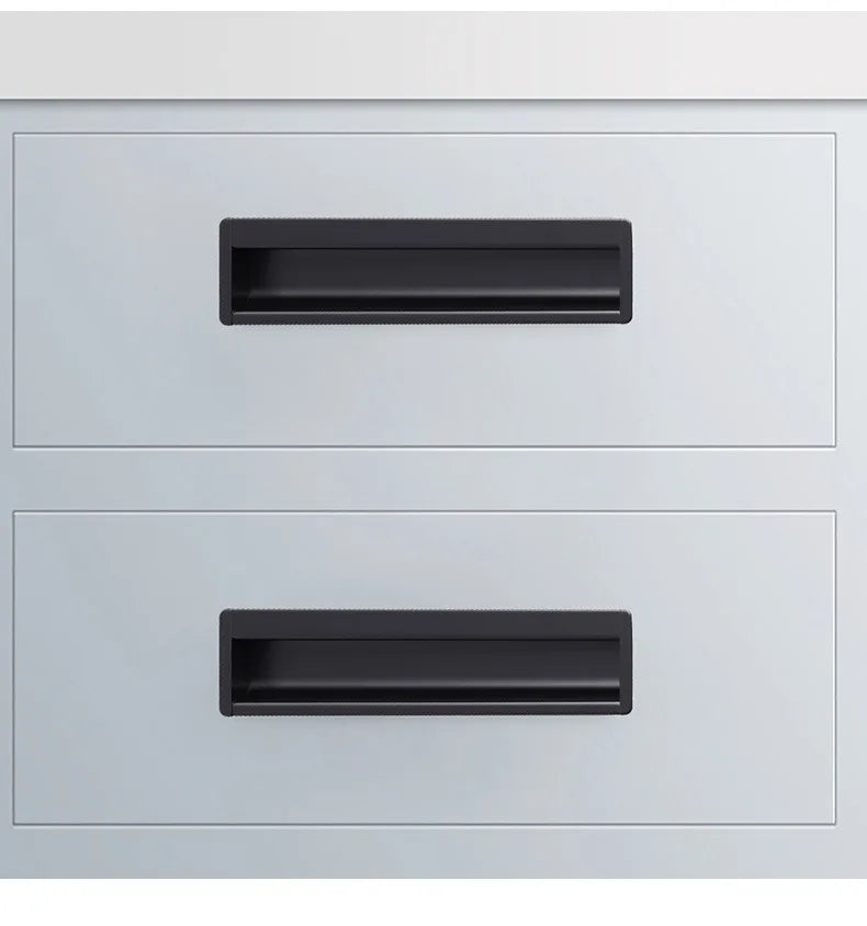 Embedded Hidden Furniture Handles Modern Aluminum Alloy Wardrobe Door Pulls Matte Black Kitchen Cabinets Knob Decoration Handles