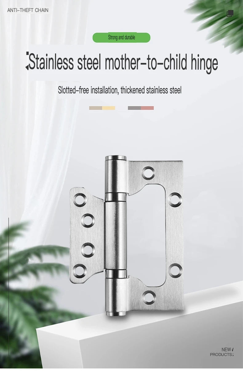 2PCS Stainless Steel Door Hinges 4 Inch Invisible Mute Thickened Bearings Hardware Hinge Accessories for Wooden Doors Window