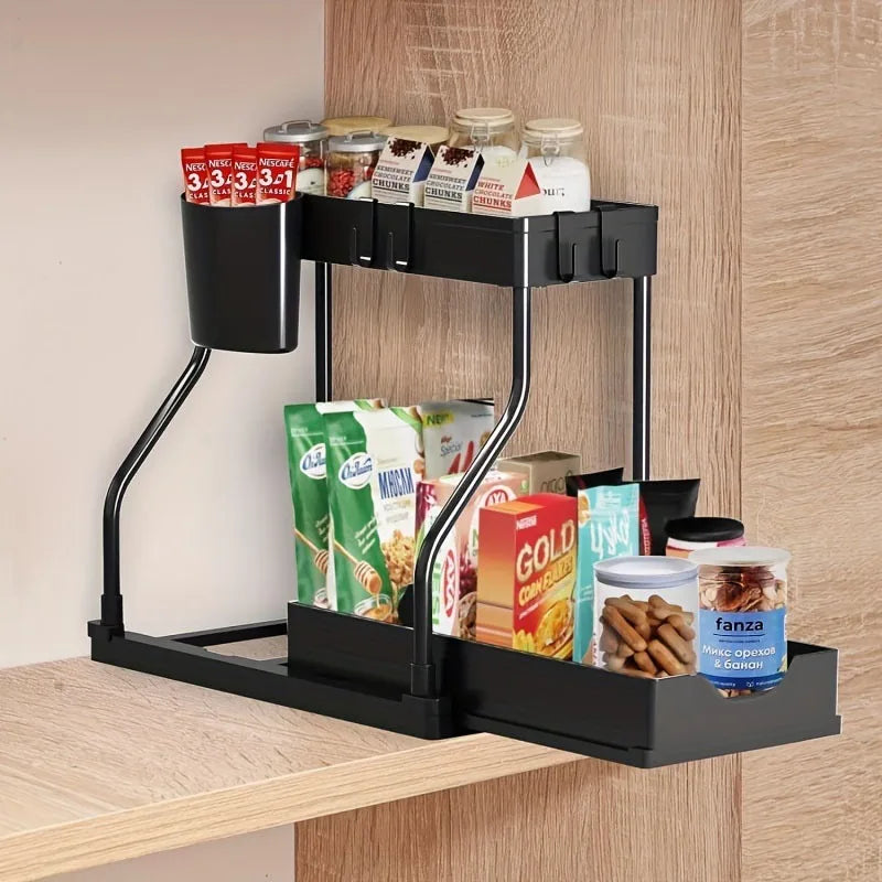 New pull-out seasoning storage rack for home kitchen, bathroom sink and multi-layered storage rack for miscellaneous items
