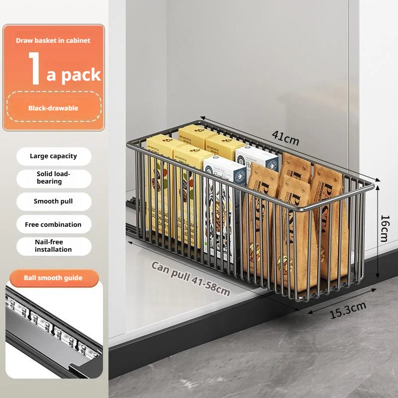 Pull Out Cabinet Organizer Basket Under The Sink Slide-out Drawer Storage Box Kitchen Sideboard Sliding Drawer Rack Shelf